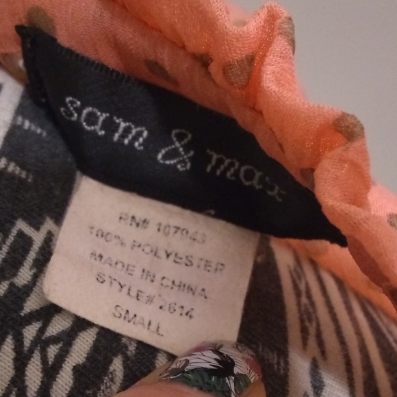 Sam & Max Sheer Peach Polkadot Blouse - Picture 4 of 4